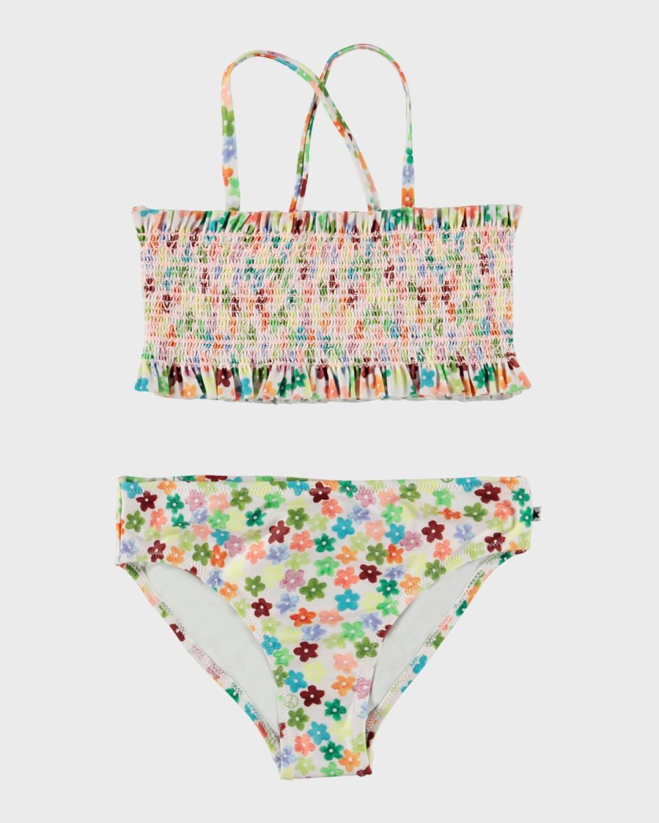 Girl's Nita Floral Smocked Bikini Set, Size 7