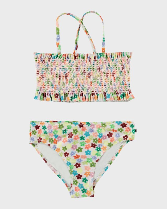 Girl's Nita Floral Smocked Bikini Set, Size 7