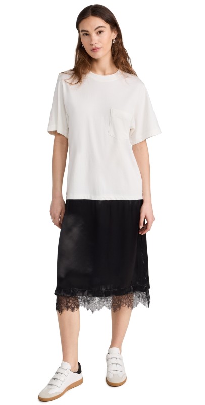 Sea Lorraine Lace Combo T-Shirt Dress Black