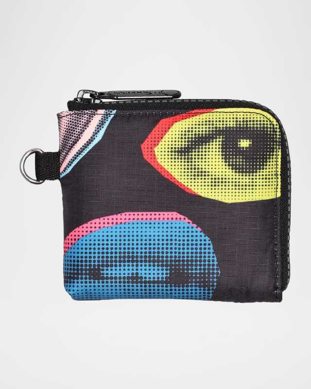 Geometric-Print Zip Wallet