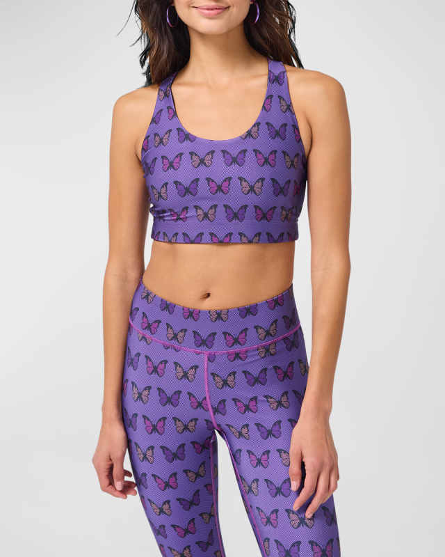 Butterfly Halftone Hi-Shine Sports Bra