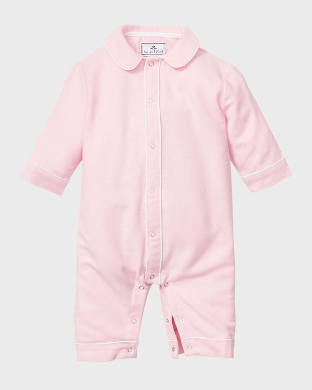 Kid's Cambridge Flannel-Print Coverall, Size Newbor