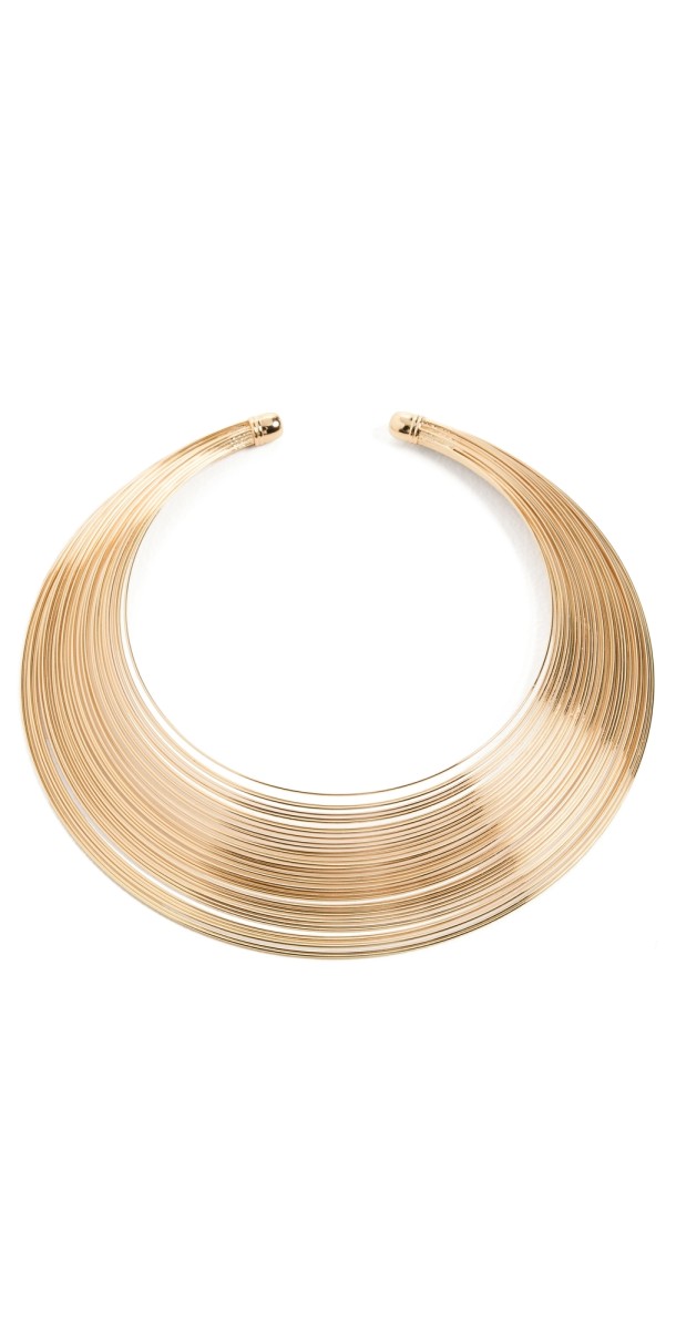 Kenneth Jay Lane Multi Row Gold Wire Collar Necklace Gold