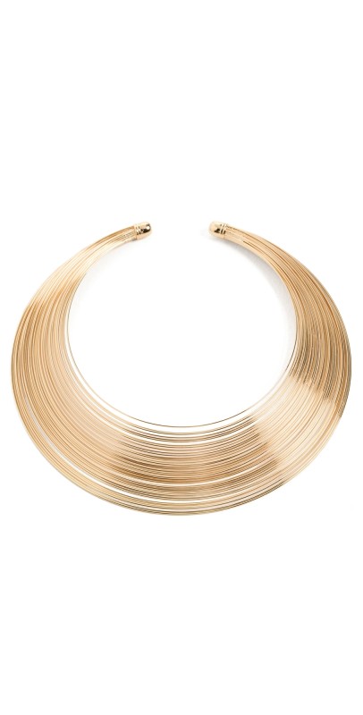 Kenneth Jay Lane Multi Row Gold Wire Collar Necklace Gold