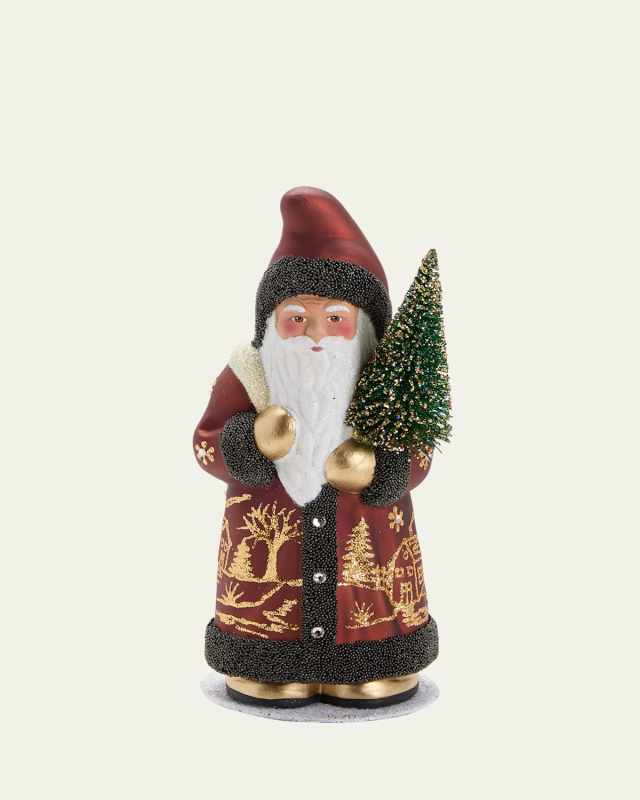 Golden Tree Beaded Santa Figure