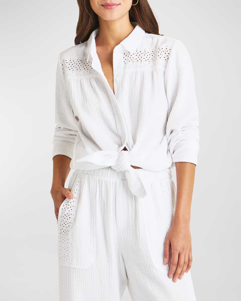 Kit Eyelet Cotton Gauze Shirt