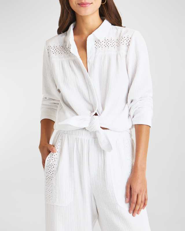 Kit Eyelet Cotton Gauze Shirt