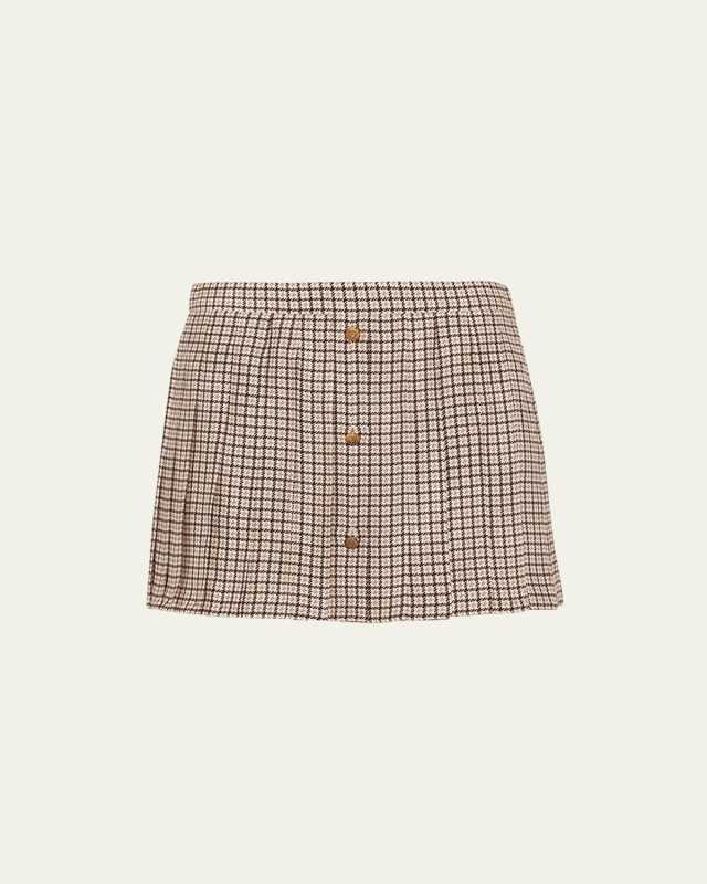 Quadretto Pleated Mini Skirt