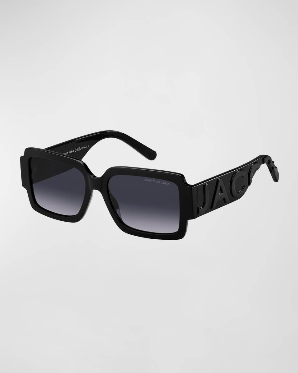 Embossed Logo Acetate Rectangle Sunglasses