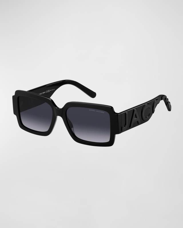 Embossed Logo Acetate Rectangle Sunglasses
