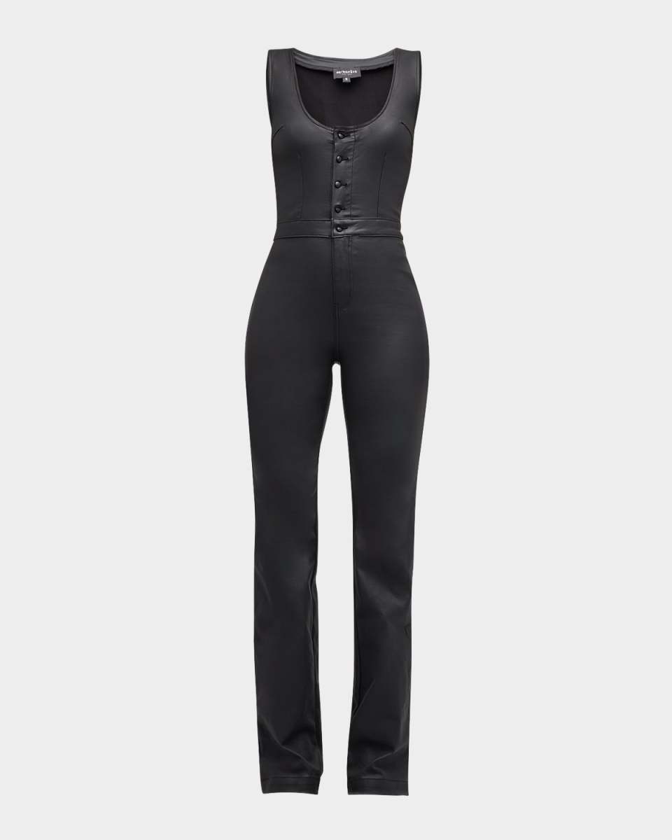 McKinnon Sleeveless Coated Denim Jumpsuit