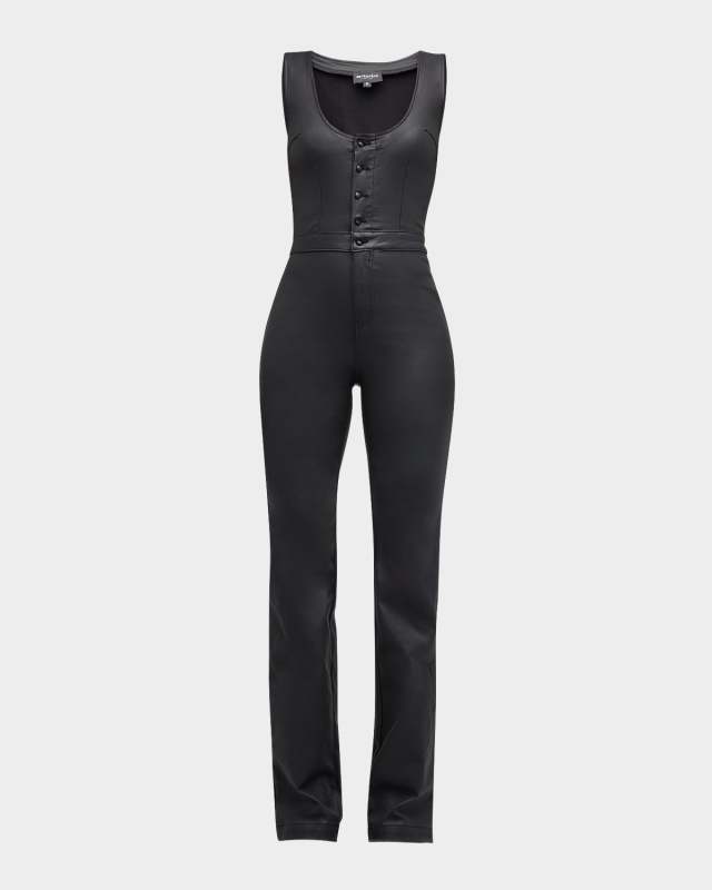 McKinnon Sleeveless Coated Denim Jumpsuit