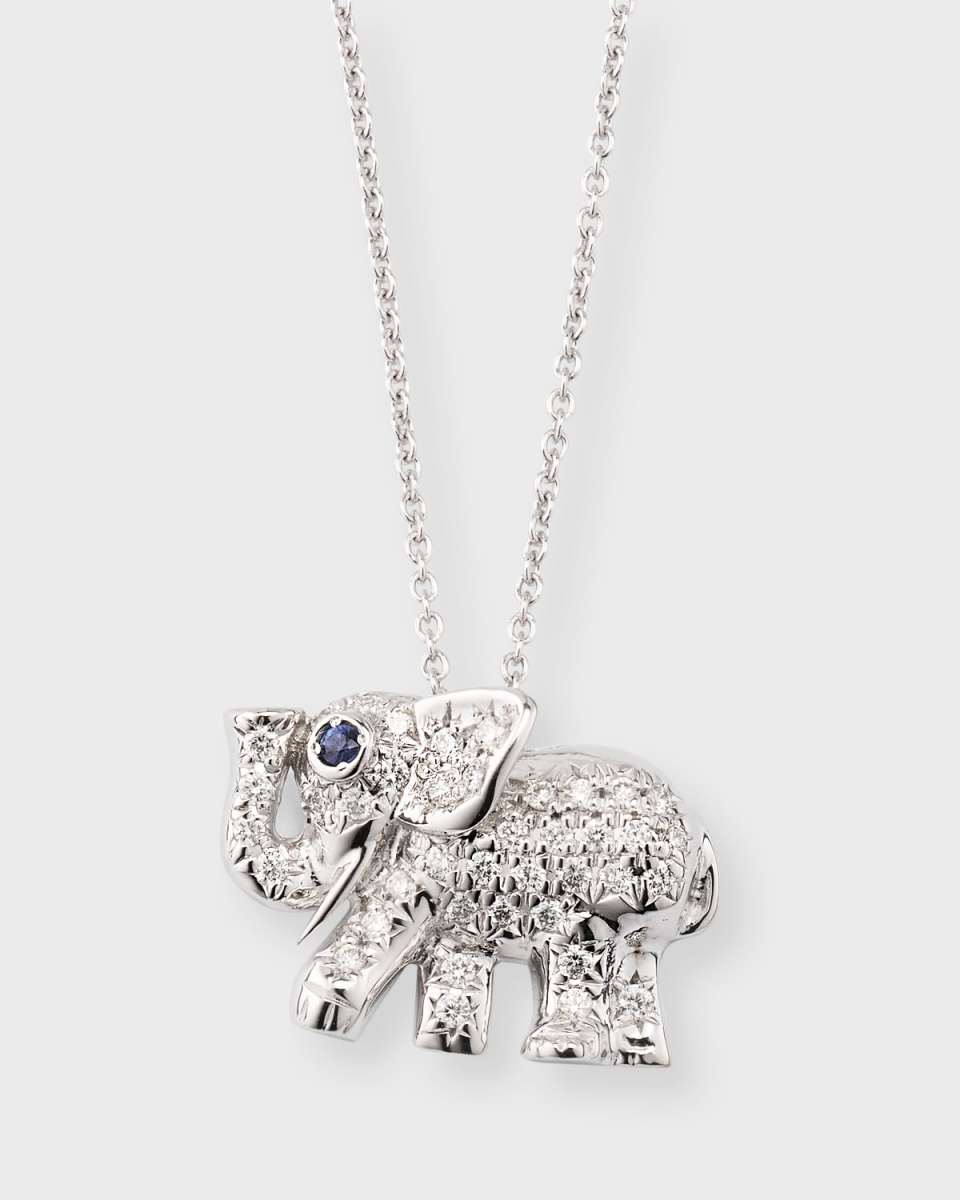 18K White Gold Elephant Necklace