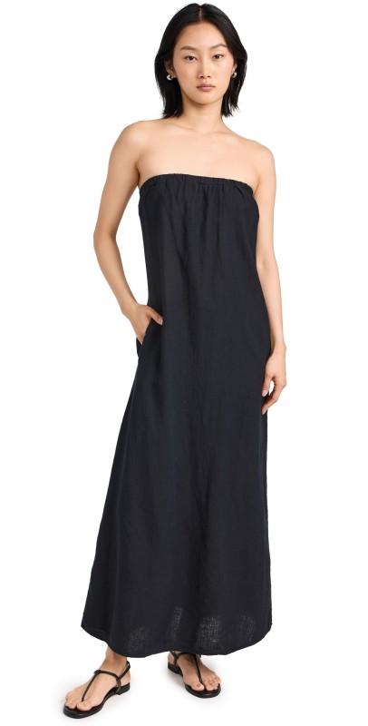 Stateside Linen Column Maxi Dress New Navy