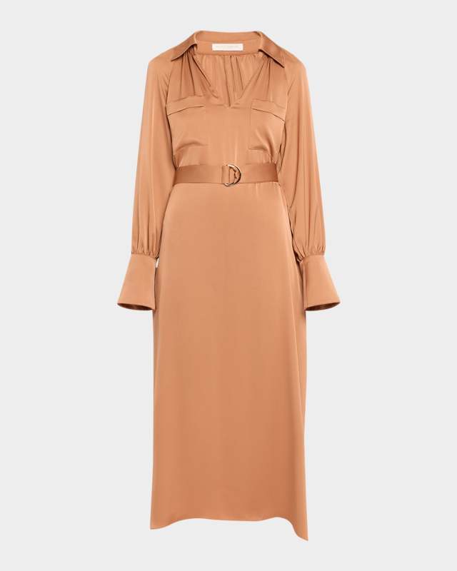 Cecilia Satin Midi Shirtdress