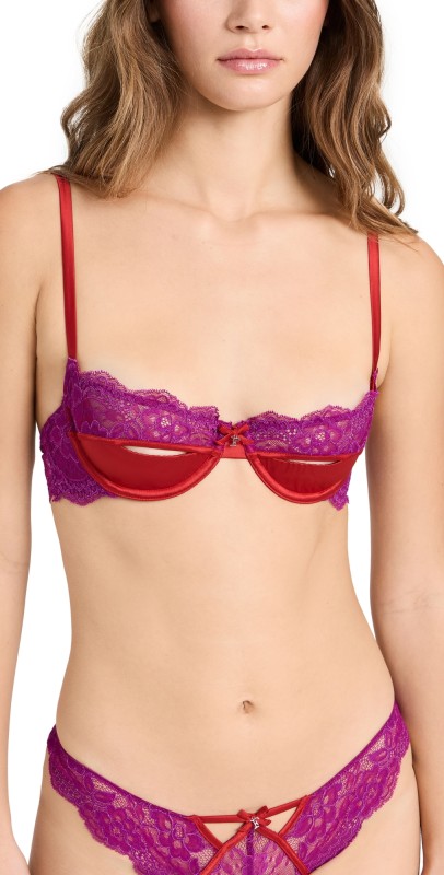 Fleur du Mal Naomi Lace Cutout Balconette Bra with Sling Vixen