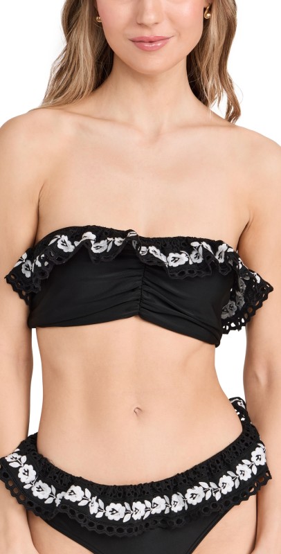 Sea Katya Emb Ruffled Bandeau Black