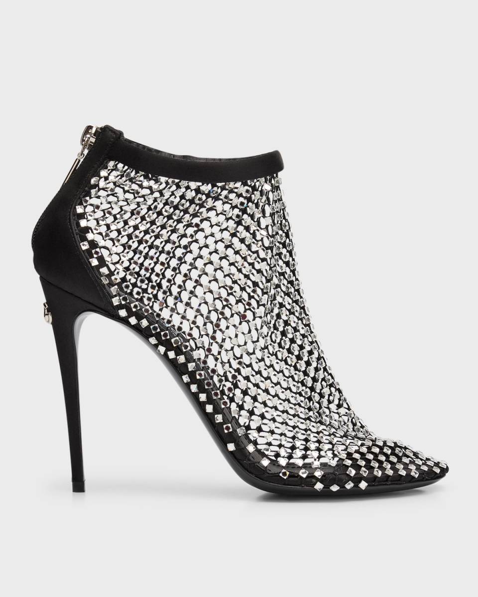 Strass Net Stiletto Booties