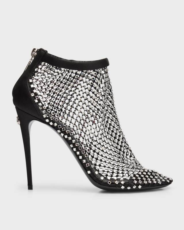 Strass Net Stiletto Booties