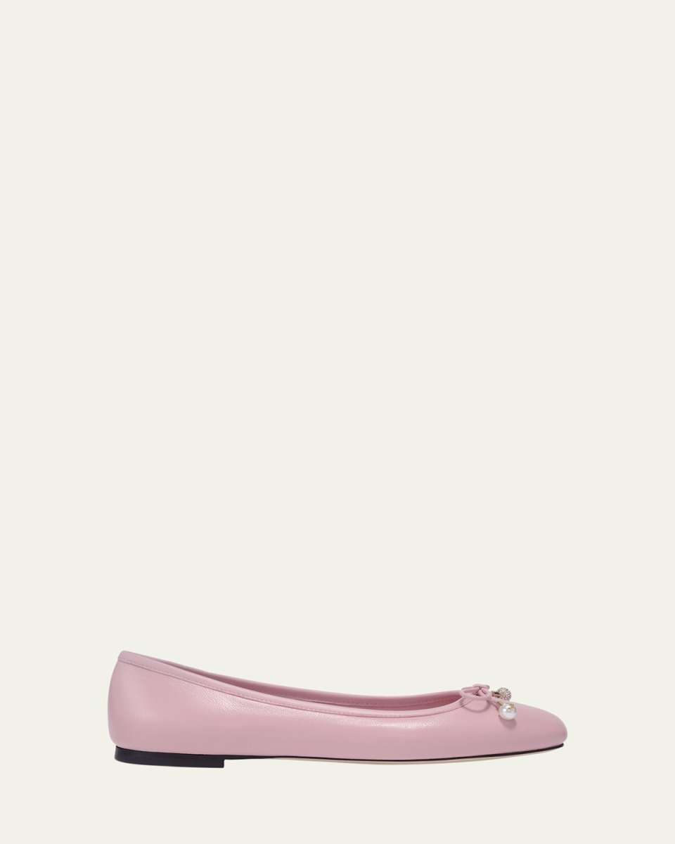 Elme Leather Bow Ballerina Flats
