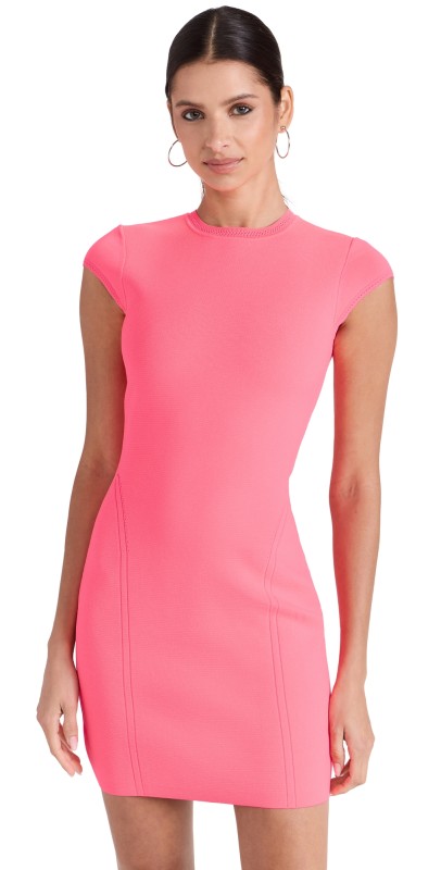 Victoria Beckham Cap Sleeve Fitted Mini Dress Pink