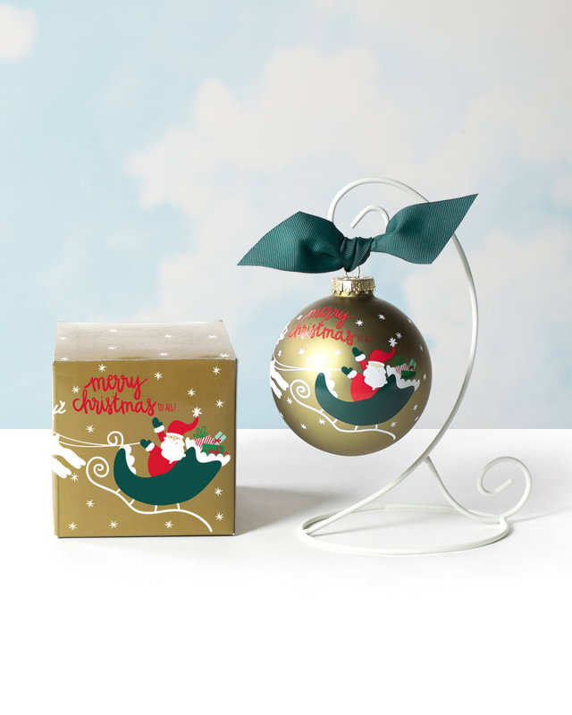 Merry Christmas to All Santa Personalized Glass Ornament with Stand