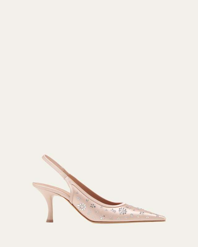 x Tabitha Simmons Cameron Crystal Satin Slingback Pumps