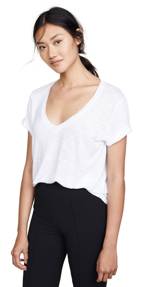 Splendid Cotton Modal Slub V Tee Black