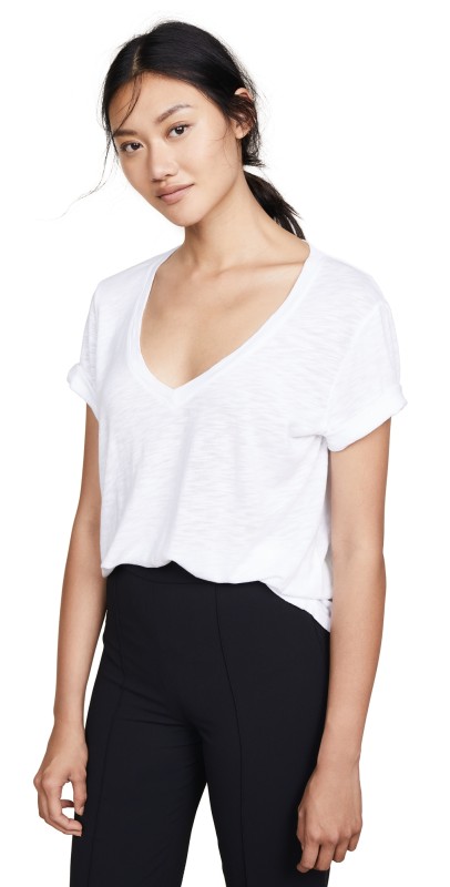 Splendid Cotton Modal Slub V Tee Black