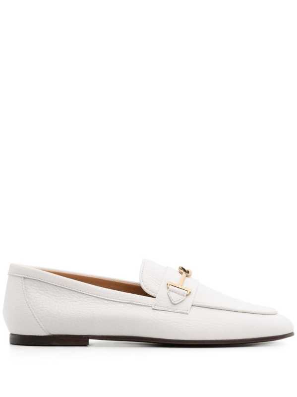 logo-plaque leather loafers