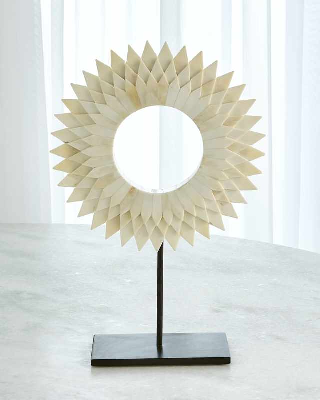 Small Three Layer Bone Sunburst Mounted Ring Sculpture