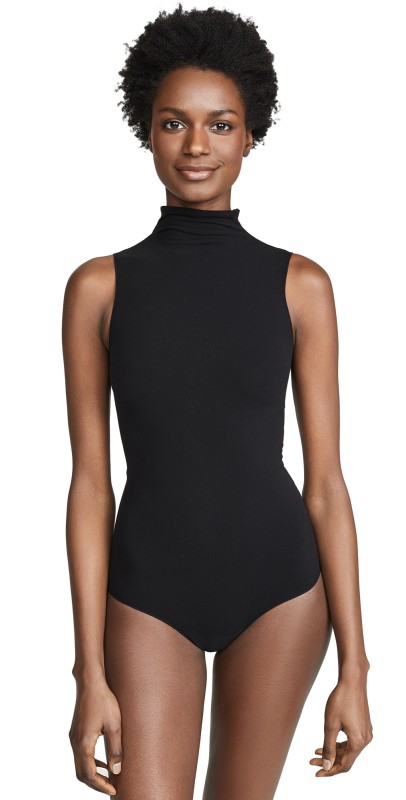 Commando Mockneck Sleeveless Thong Bodysuit Black