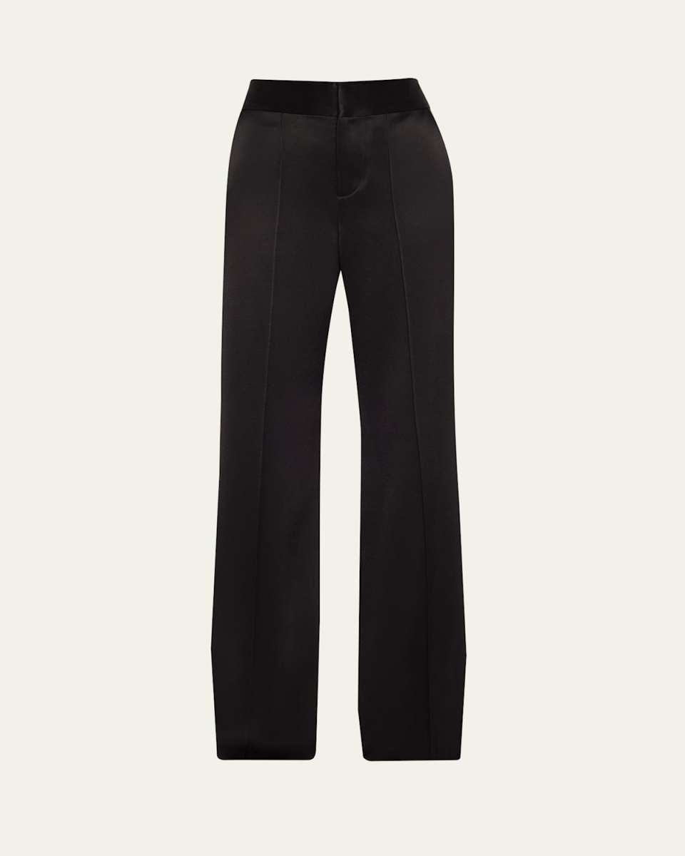 Dylan Satin High-Rise Wide-Leg Pants