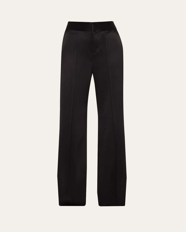 Dylan Satin High-Rise Wide-Leg Pants