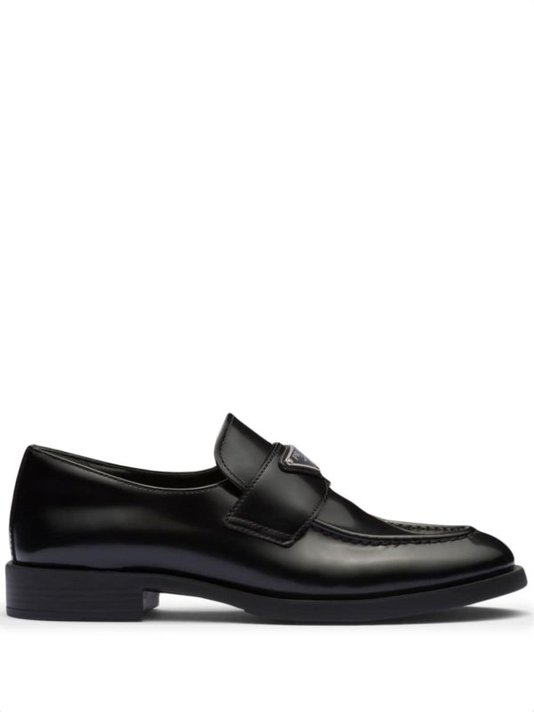 triangle-logo leather loafers