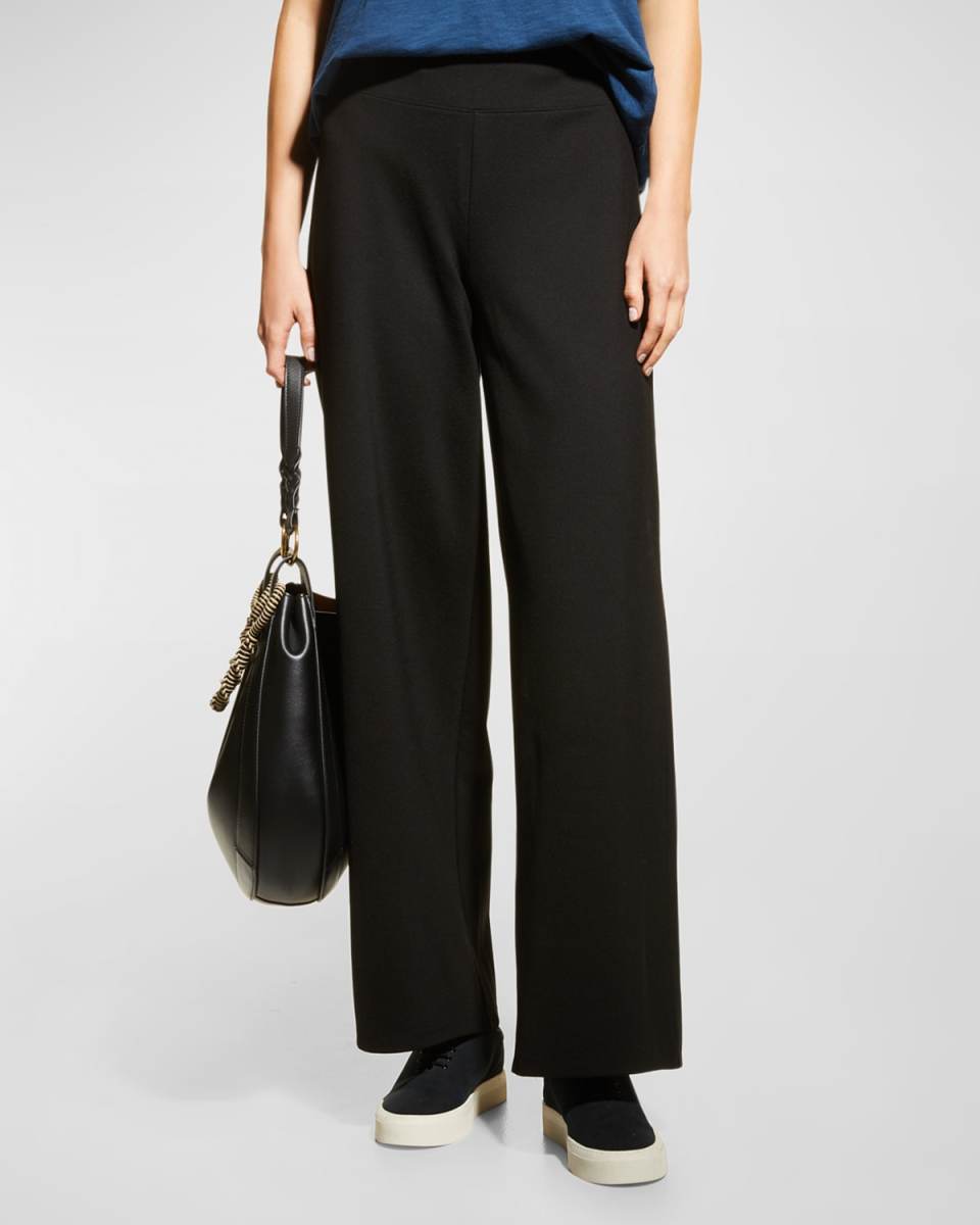 Double-Knit Wide-Leg Pants