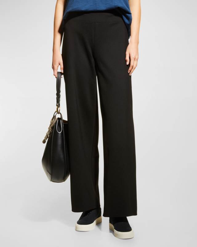 Double-Knit Wide-Leg Pants