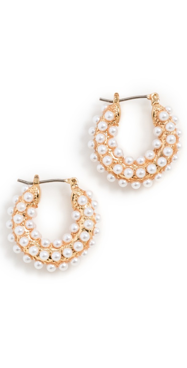 Kenneth Jay Lane Pearl Loop Earrings Gold/Pearl