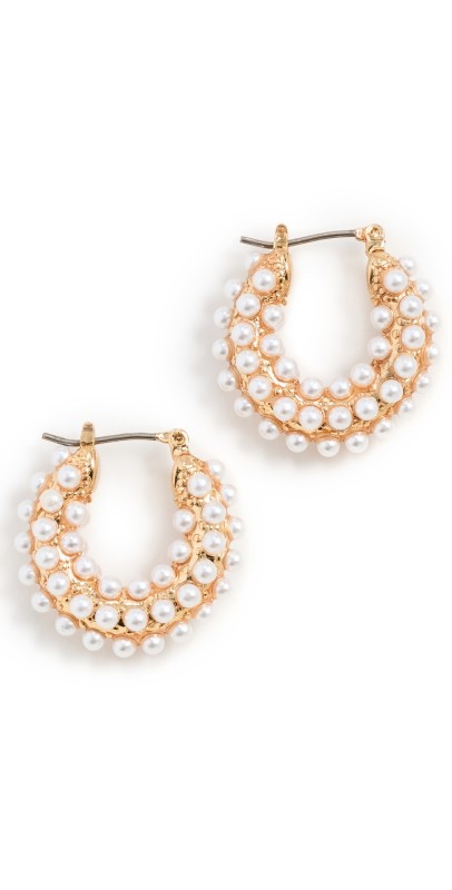 Kenneth Jay Lane Pearl Loop Earrings Gold/Pearl