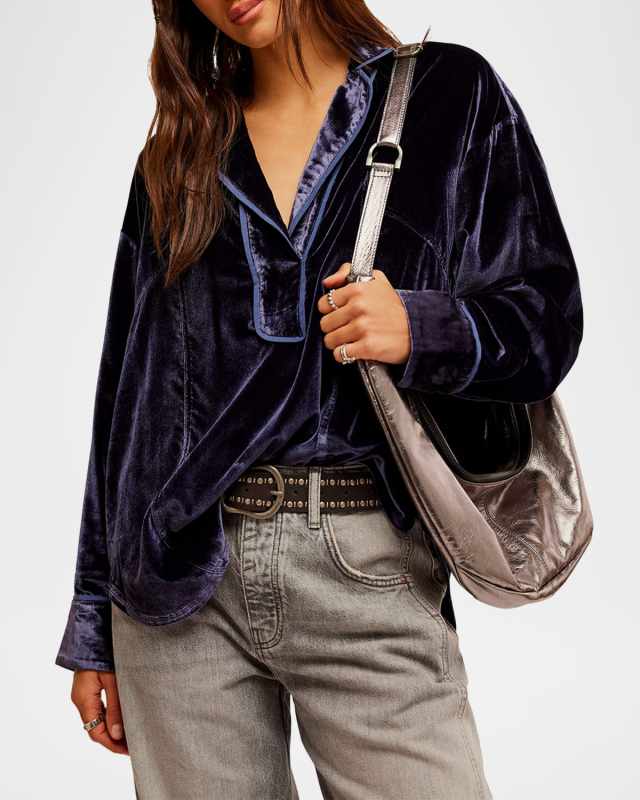 We The Free Luxy Solid Velvet Shirt