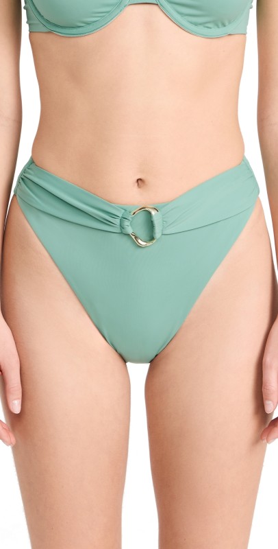 Riot Swim Ring Embellished Bikini Bottoms Seafoam