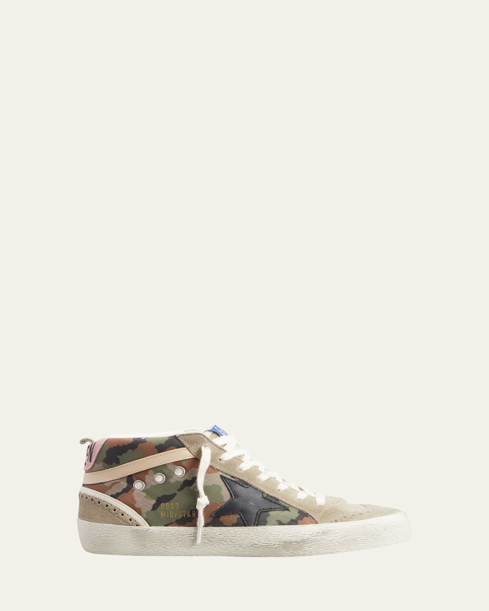 Mid Star Camo Wing-Tip Sneakers