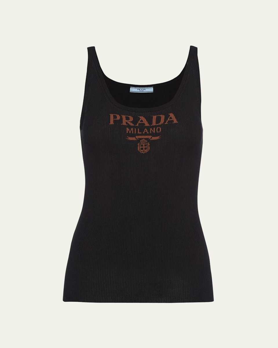 Logo-Print Slim Knit Tank Top
