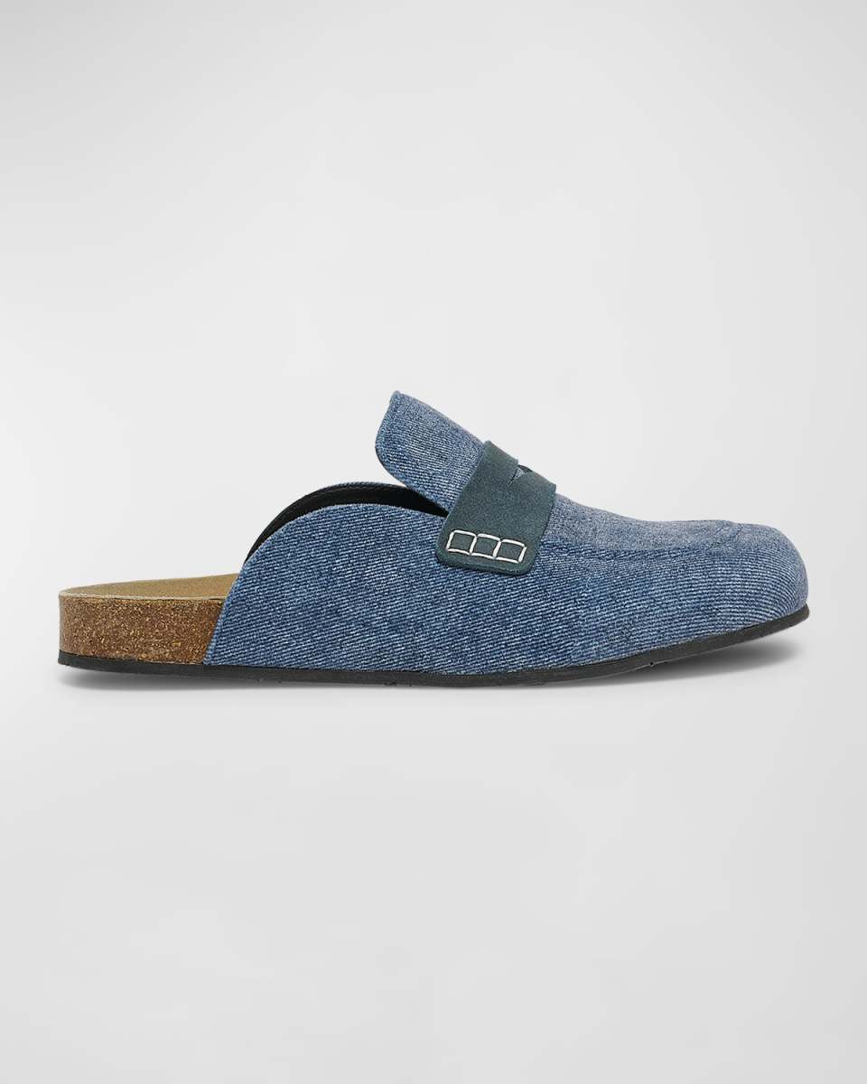 Denim Penny Loafer Mules