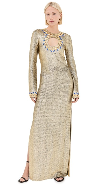 rabanne Metallic Dress With Crystals Gold 48