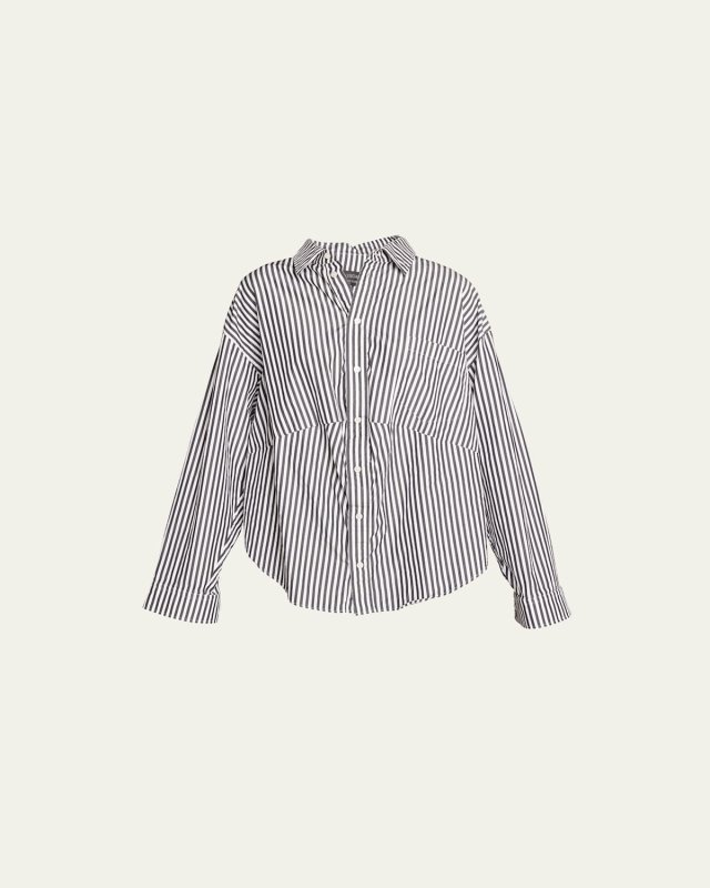 Stripe Button-Down Swing Shirt