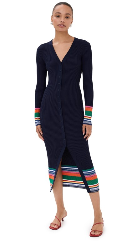 STAUD Shoko Sweater Dress Navy Mutli