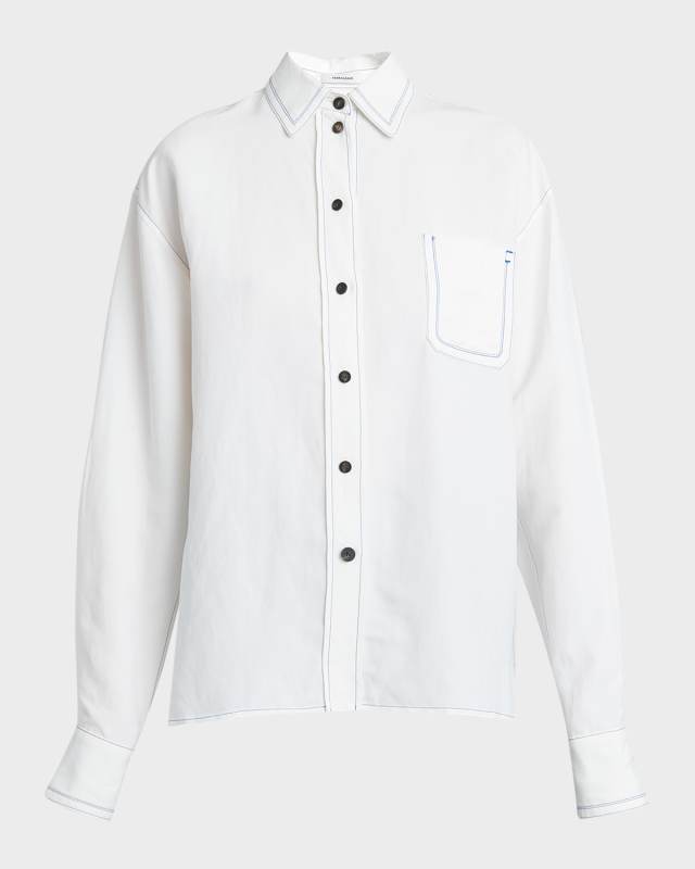 Button-Front Shirt with Contrast Stitching