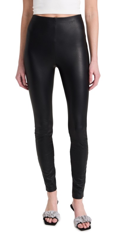Good American Good Waist Leather Pull On Leggings Black001