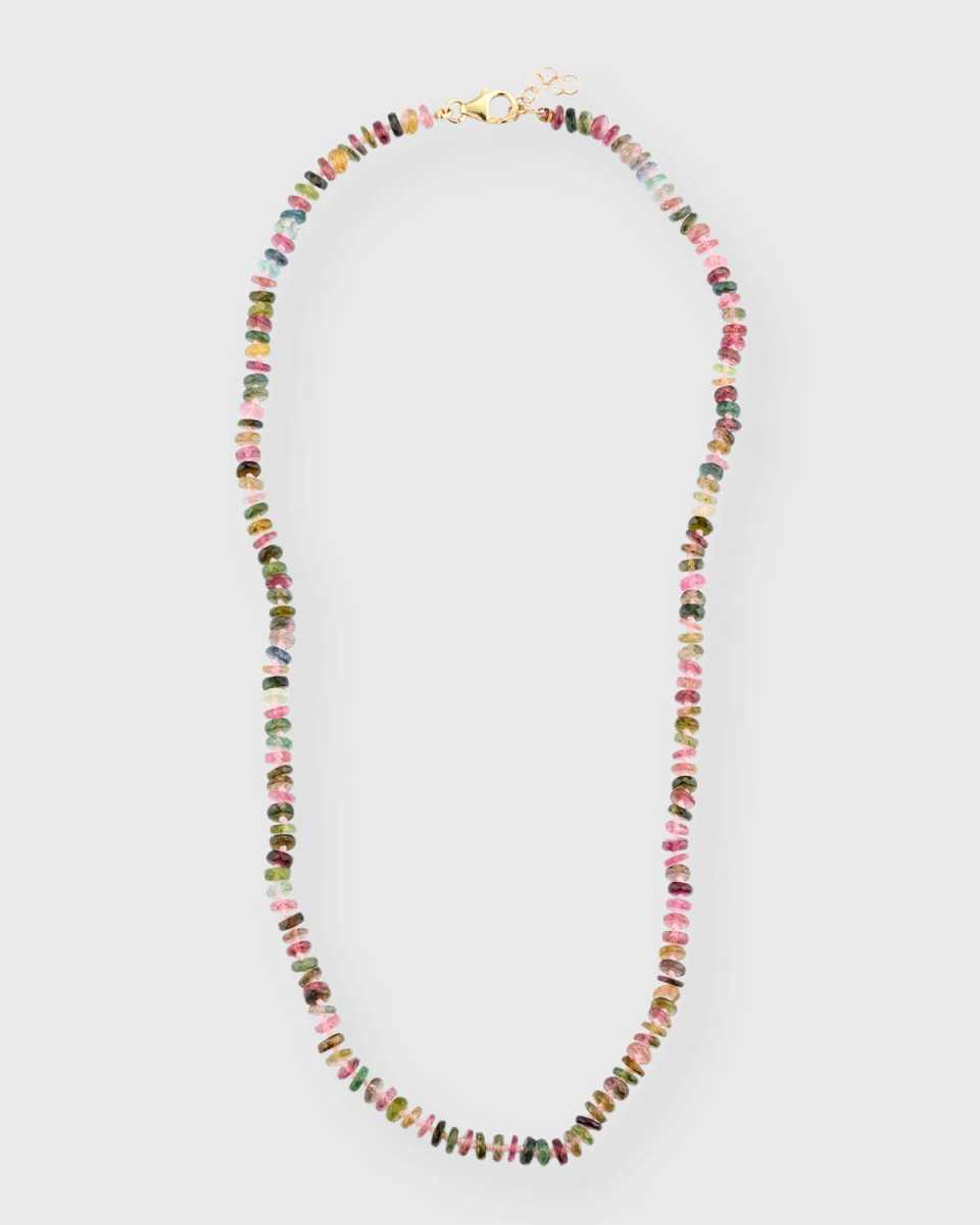 14K Yellow Gold Tourmaline Tire Beaded Necklace